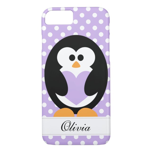 Lila Penguin-Liebe Case-Mate iPhone Hülle (Rückseite)