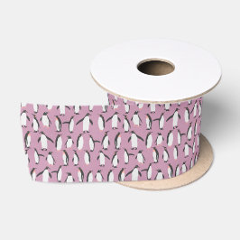 Lila Penguin-Muster Satinband
