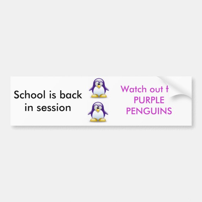 Lila Penguins Autoaufkleber (Vorne)