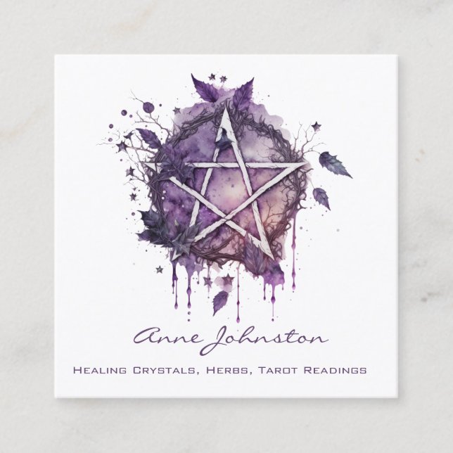 Lila Pentagram Square Visitenkarte (Vorderseite)