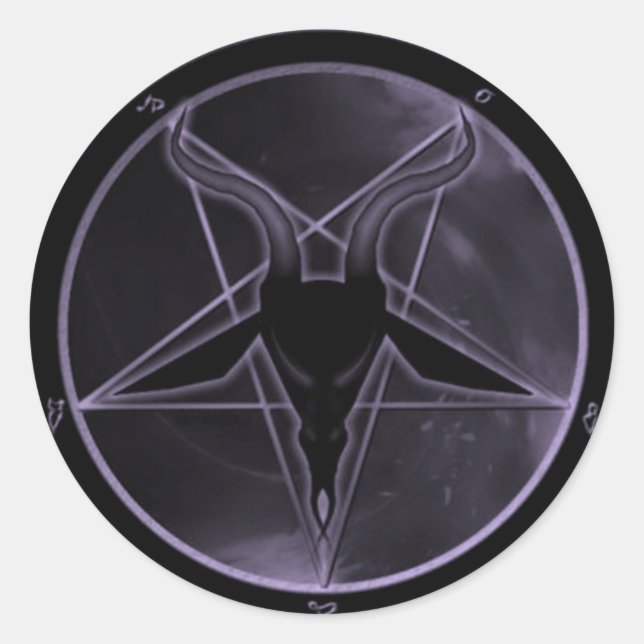 Lila Pentagramm Runder Aufkleber (Vorderseite)