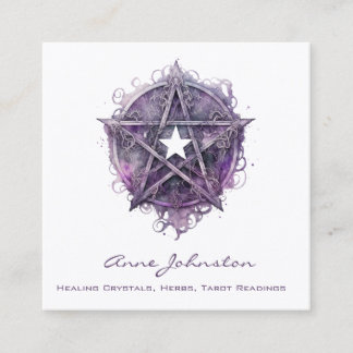 Lila Pentagramm Star Quadratische Visitenkarte