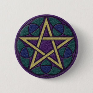 Lila Pentagramm Triquetra Button