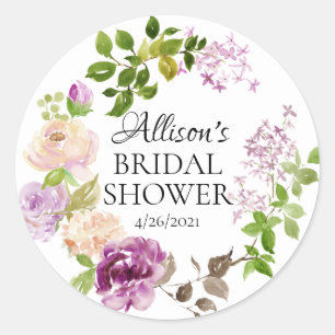 Lila Peonies Brautparty Gefallen Runder Aufkleber