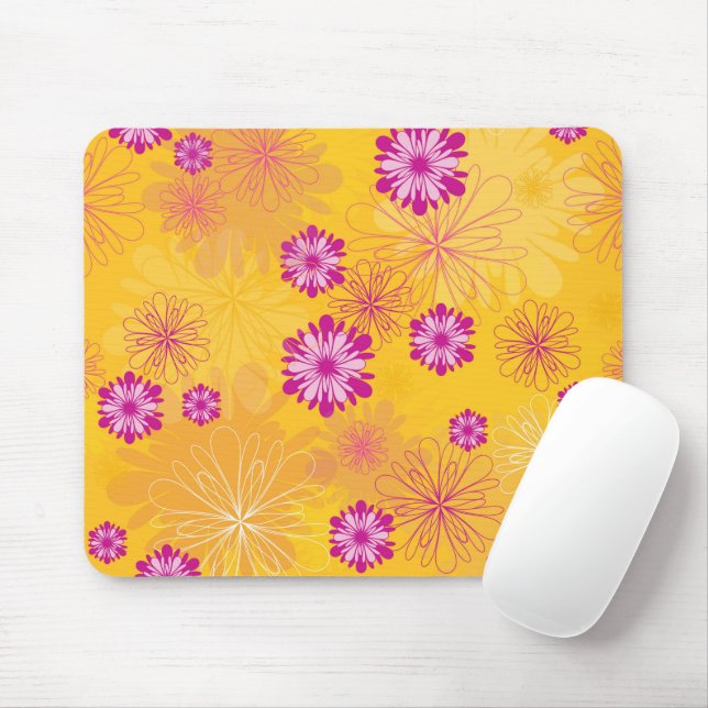 Lila Peonies Gelbe Blumengarten Frühlingsblumen Mousepad (Mit Mouse)
