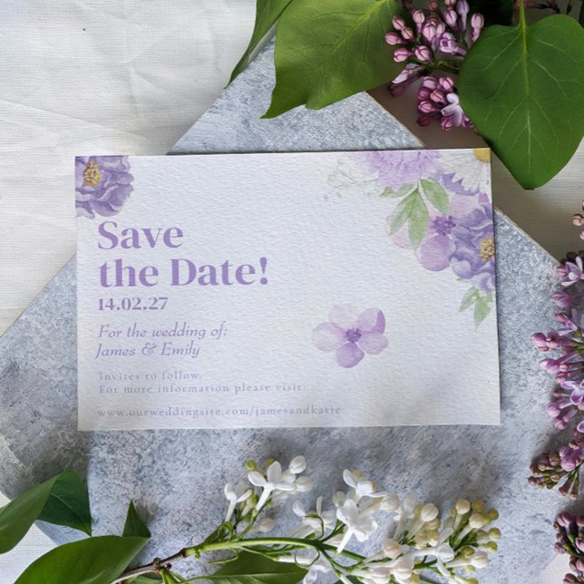 Lila "Peonies Romance Save the Date Card" (Von Creator hochgeladen)