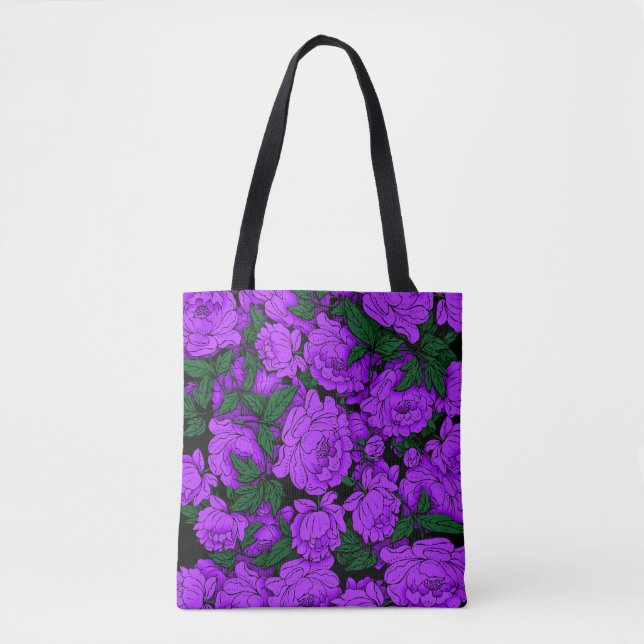 Lila Peonies Tasche (Vorderseite)