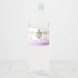 Lila Peonies Taufe Wasser Flaschen Labels