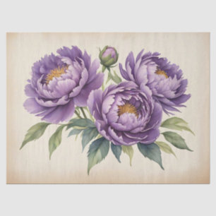 Lila Peonings auf Parchment-Dekoupage Seidenpapier