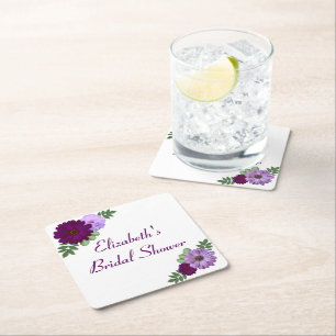 Lila Peony Floral Brautparty Rechteckiger Pappuntersetzer