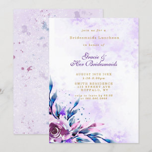 Lila Peony Gold Bridesmaids Luncheon Einladungen