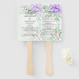 Lila Peony Rose Grüne Blätter Hochzeitsprogramm Fächer