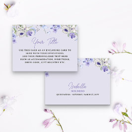 Lila Peri Floral Quinceanera Empfang Begleitkarte