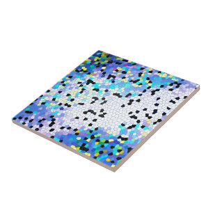 Lila Periwinkle Blau und Schwarzes Mosaikmuster Fliese