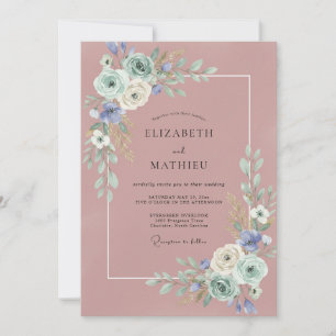 Lila Periwinkle-Laub-Eukalyptus-Hochzeit Einladung