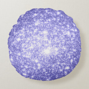 Lila Periwinkle-Sternen-Kissen mit Glitzereffekt Rundes Kissen