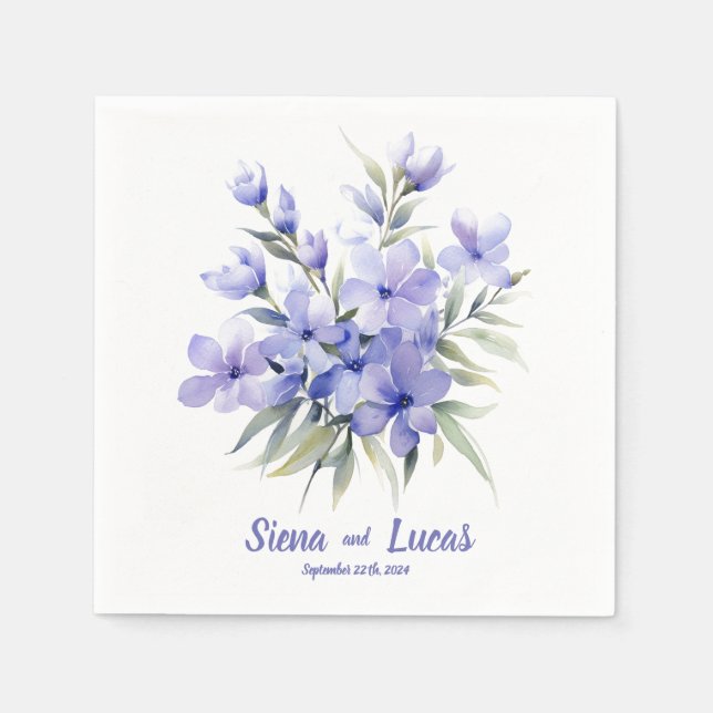 Lila Periwinkles 2: Personalisierte Hochzeit von N Serviette (Vorderseite)