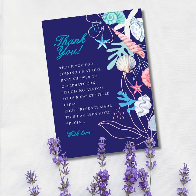 Lila Perle unter der Babydusche Dankeskarte (Von Creator hochgeladen)