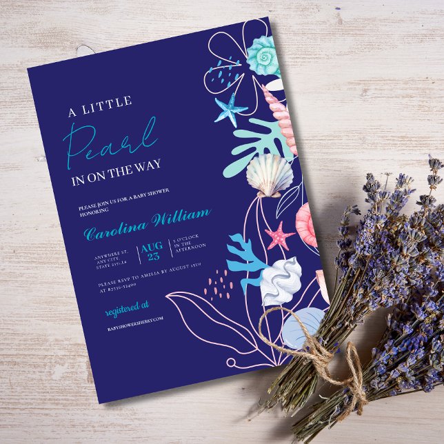 Lila Perle unter der Babydusche Einladung (Von Creator hochgeladen)