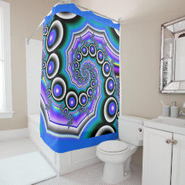 Lila Perlen Farbiges Fraktal Spirale Duschvorhang