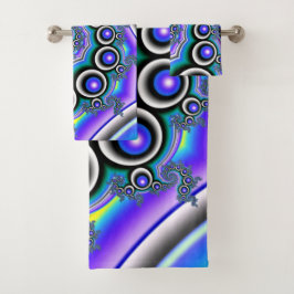 Lila Perlen Fraktal Spirale Badhandtuch Set