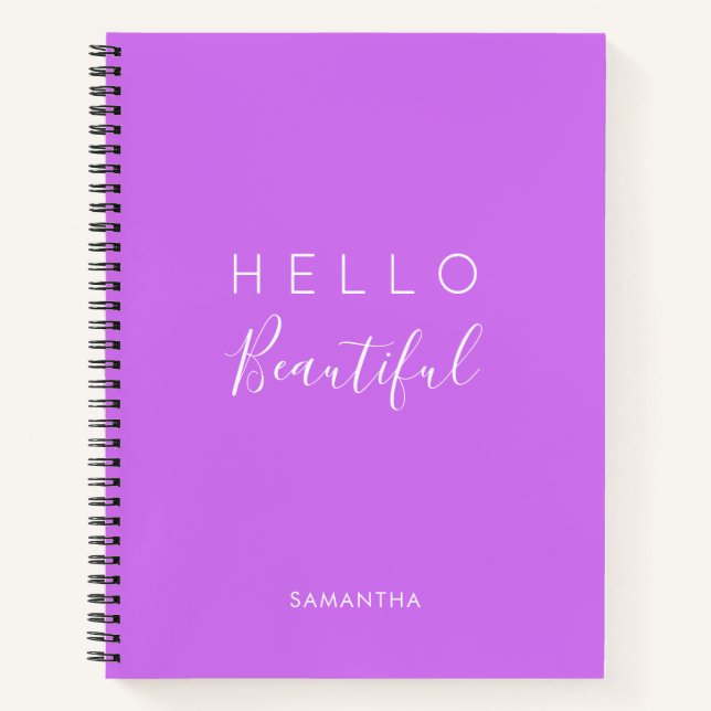 Lila Personalisiert / Hallo Beautiful Notizbuch (Vorderseite)