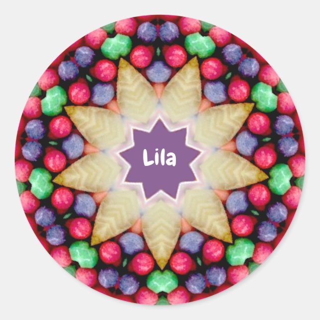 LILA ~ Personalisiert Osterkandy Pattern ~ Runder Aufkleber (Vorderseite)
