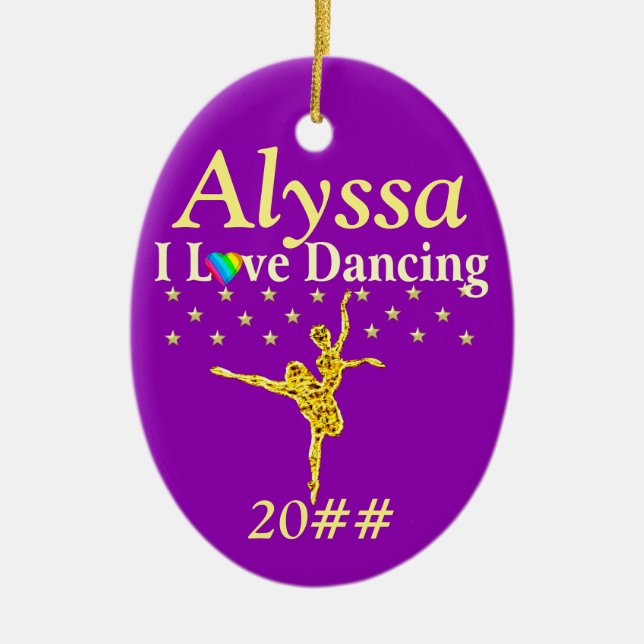 LILA PERSONALISIERTE BALLERINA-ORNATION KERAMIKORNAMENT (Vorne)