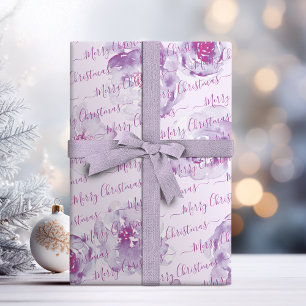 Lila personalisierte Frohe Weihnachten Schrift Flo Geschenkpapier