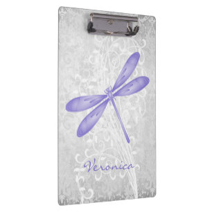 Lila Personalisierte Libelle Klemmbrett