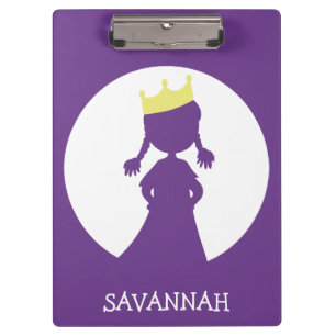 Lila Personalisierte Princess Silhouette Märchen Klemmbrett