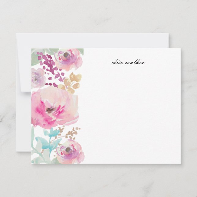 Lila personalisiertes Briefpapier der Blumen-| Einladung (Vorderseite)