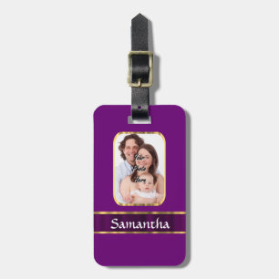 Lila personalisiertes Foto Gepäckanhänger