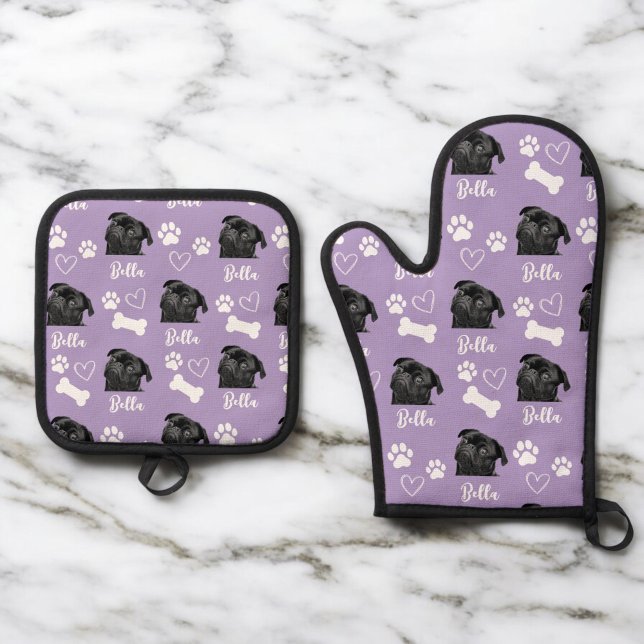 Lila Personalisiertes Foto Ofenhandschuh & Topflappen-Set (Von Creator hochgeladen)