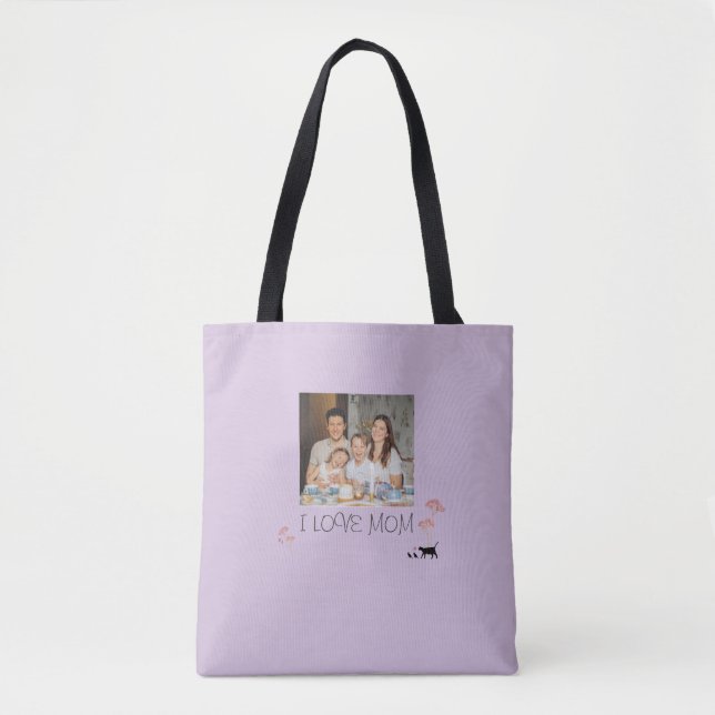 Lila Personalisiertes Foto und Muttertag Tasche (Vorderseite)