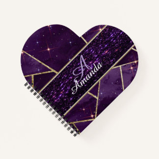 lila personalisiertes glitzerndes Spiralnotizbuch Notizbuch