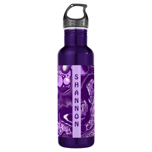Lila Personalisiertes Marmorwasser Kunst Edelstahlflasche (Vorderseite)