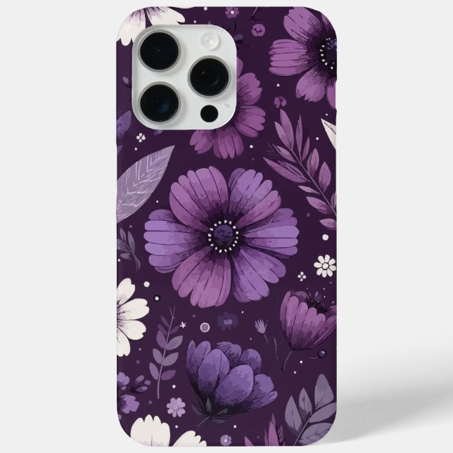 Lila Petals Muster Case-Mate iPhone Hülle (Rückseite)