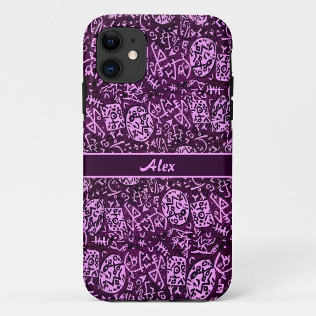 Lila Petroglyphen (anpassbar) Case-Mate iPhone Hülle (Rückseite)