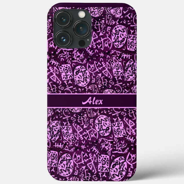 Lila Petroglyphen (anpassbar) Case-Mate iPhone Hülle (Rückseite)