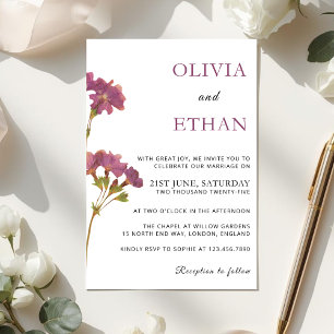 Lila Petunia Blumen Hochzeitseinladung Einladung