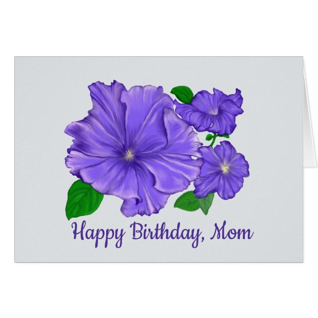 Lila Petunia, glücklicher Geburtstag, Mama (Vorderseite (Horizontal))