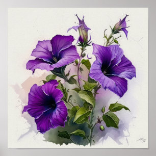 Lila Petunias Blume Art Print Poster