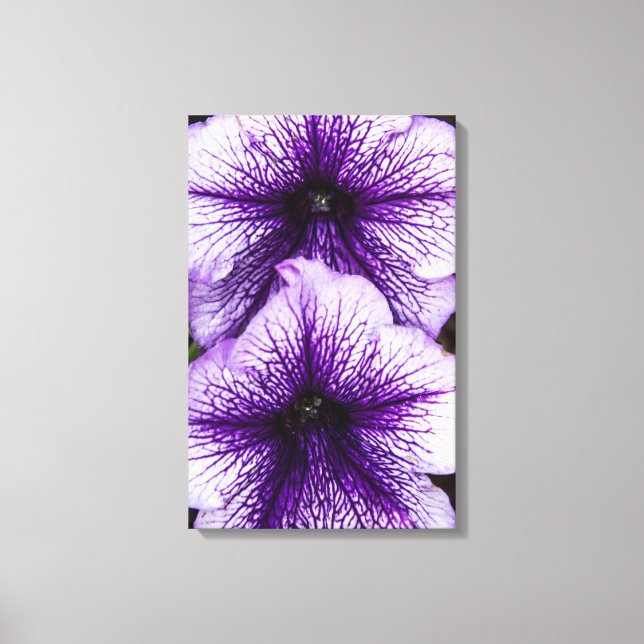 Lila Petunias Triptycha Leinwanddruck (Vorderseite)