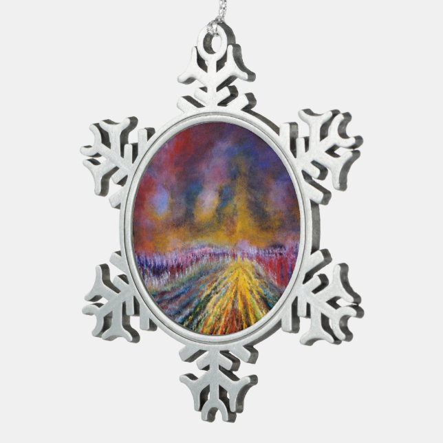 Lila Pfad Schneeflocken Zinn-Ornament (Rechts)