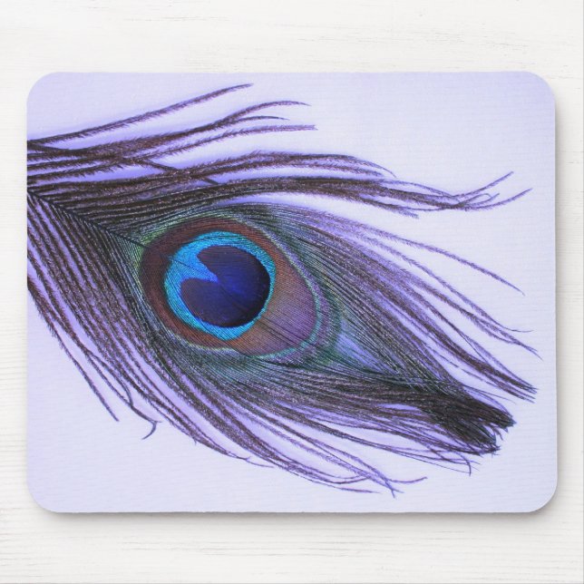 Lila Pfau-Feder 2 Mousepad (Vorne)