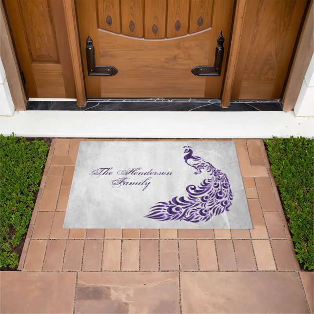 Lila Pfau Personalisiert Door Mat Fußmatte (Außenbereich)