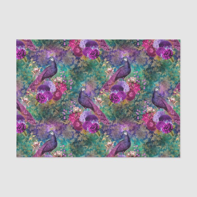 Lila Pfau Seidenpapier (Vorderseite)