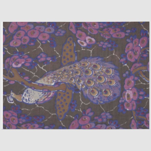 Lila Pfauendekoupage-Tissue Paper Seidenpapier (Vorderseite)