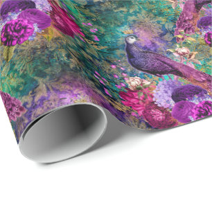 Lila Pfauenflora Geschenkpapier